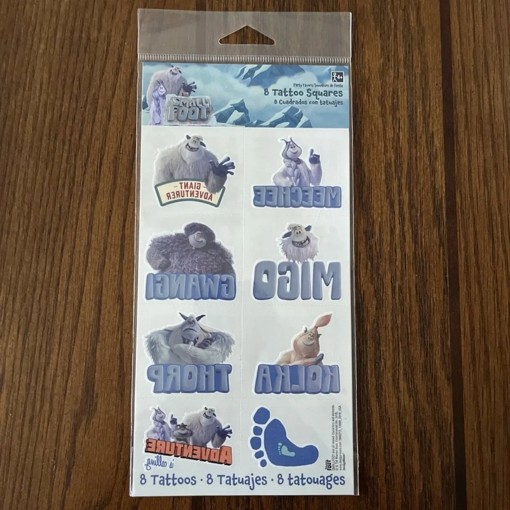 Small Foot Tattoos 24 Party Favors Yeti Migo Meechee Thorp Gwangi Kolka 3 Packs